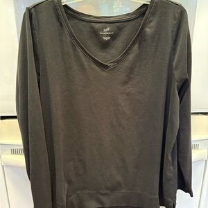 J. Jill Black Pima V-Neck Long Sleeve Tee